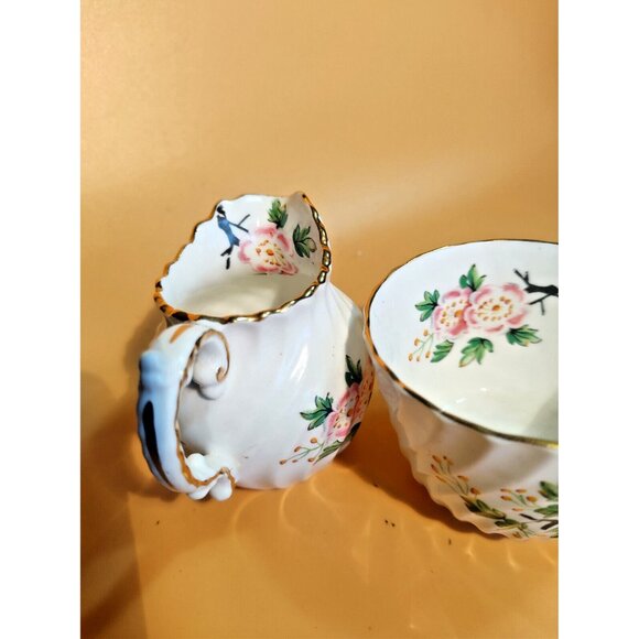 Antique Aynsley Cream & Sugar Set Floral Pattern C1293 - 1930's - Picture 15 of 16